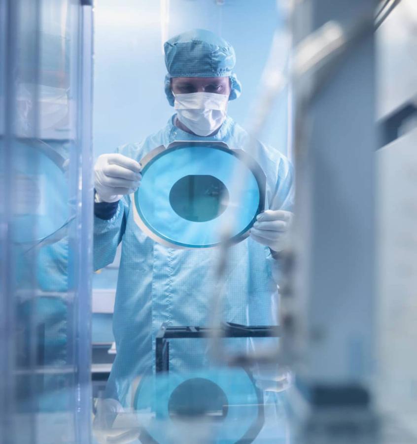 A man working in a laboratory in the semiconductor industry