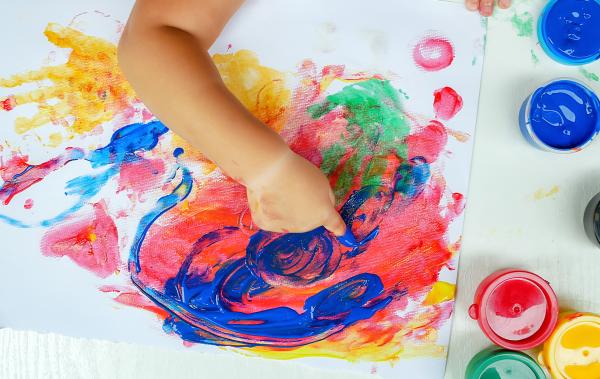 A child painting
